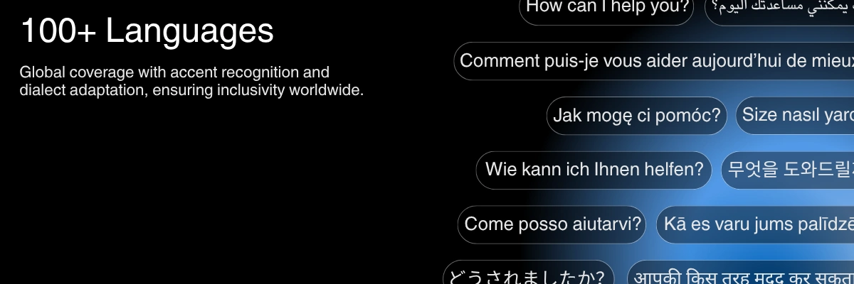 Global language support with 100+ languages for transcription