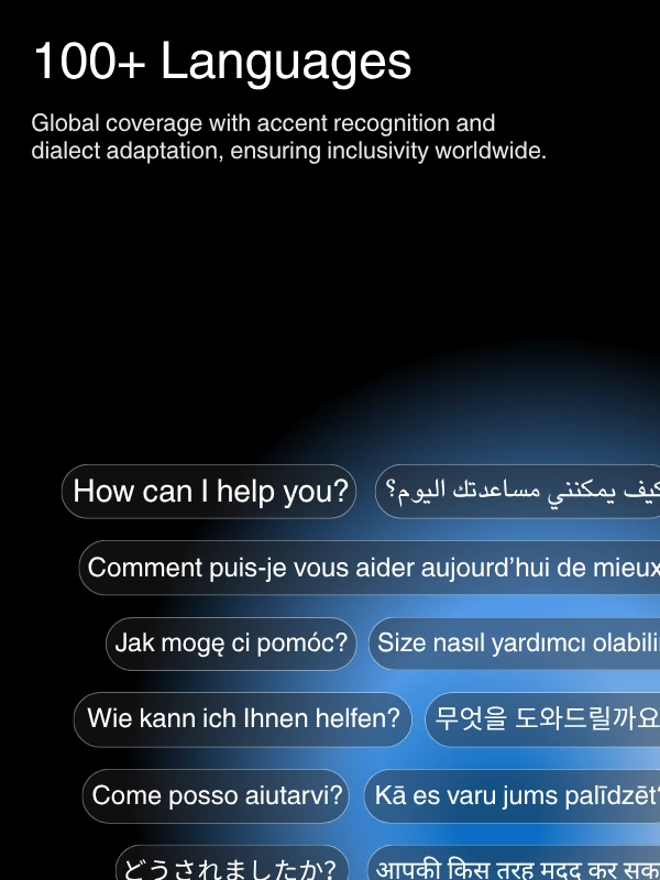 Global language support with 100+ languages for transcription