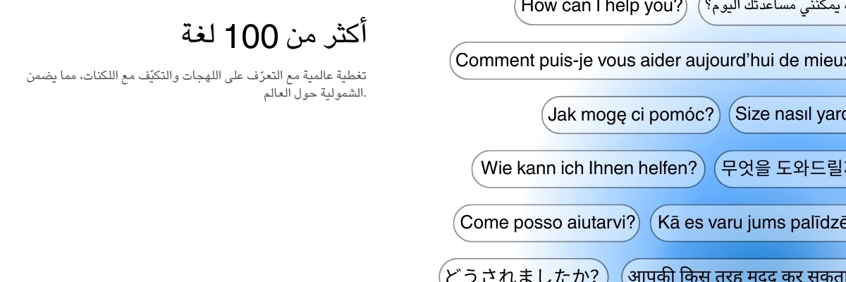 Global language support with 100+ languages for transcription