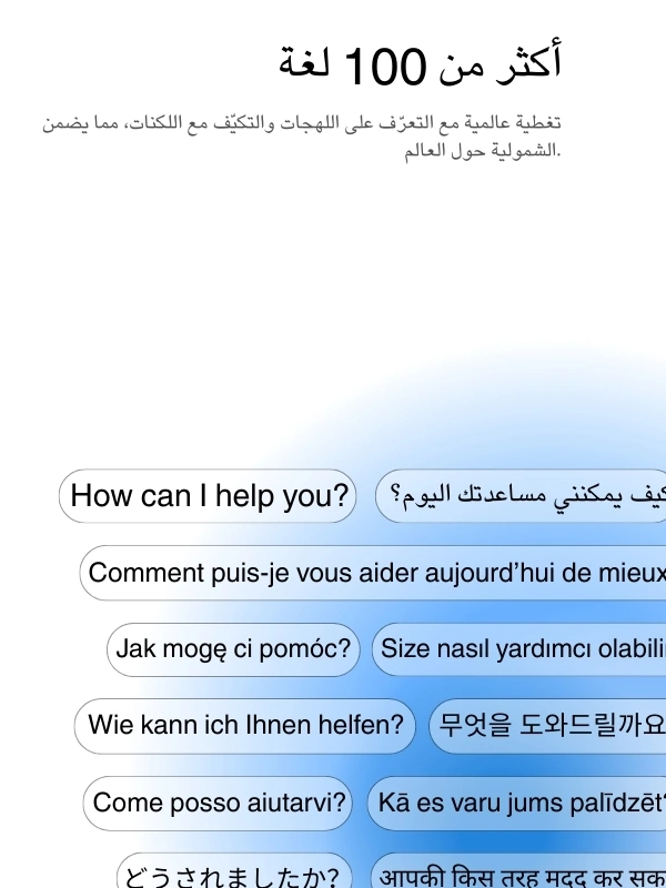 Global language support with 100+ languages for transcription