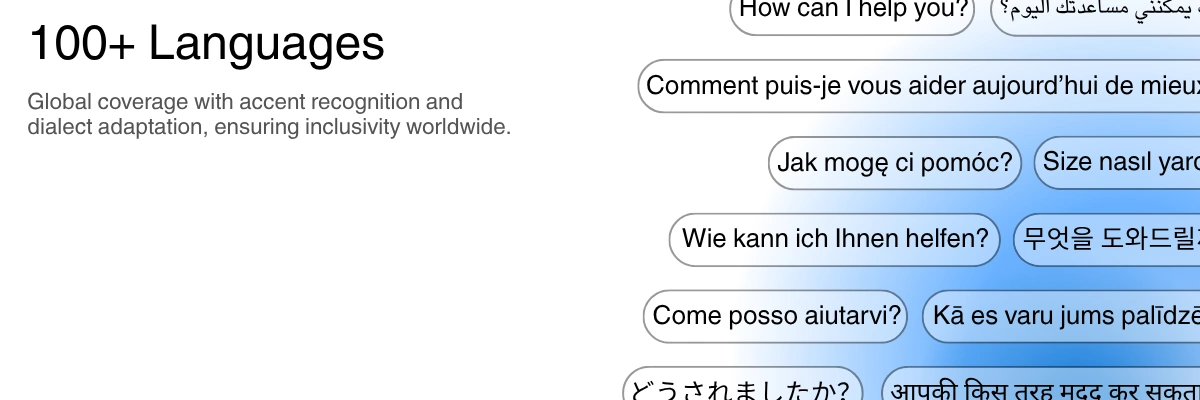 Global language support with 100+ languages for transcription