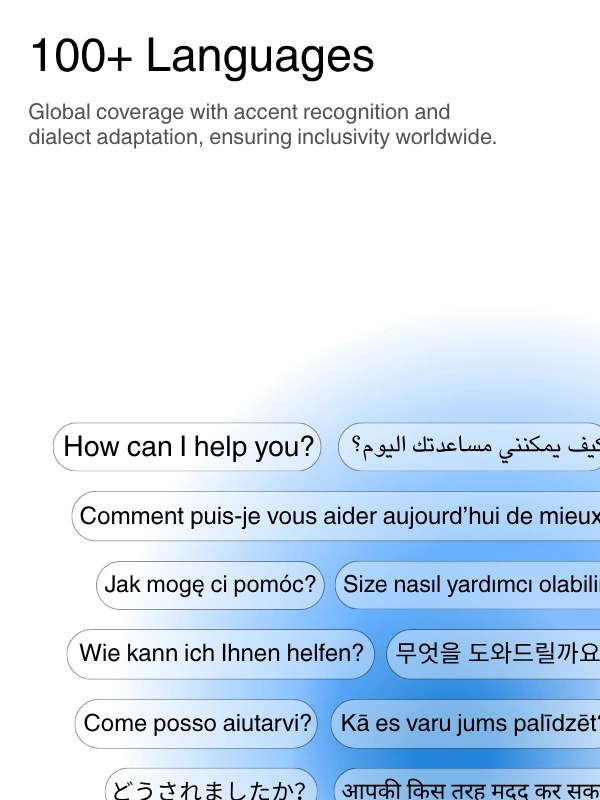 Global language support with 100+ languages for transcription