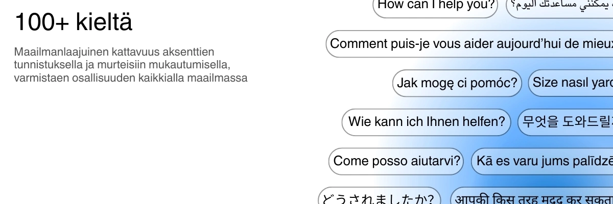 Global language support with 100+ languages for transcription