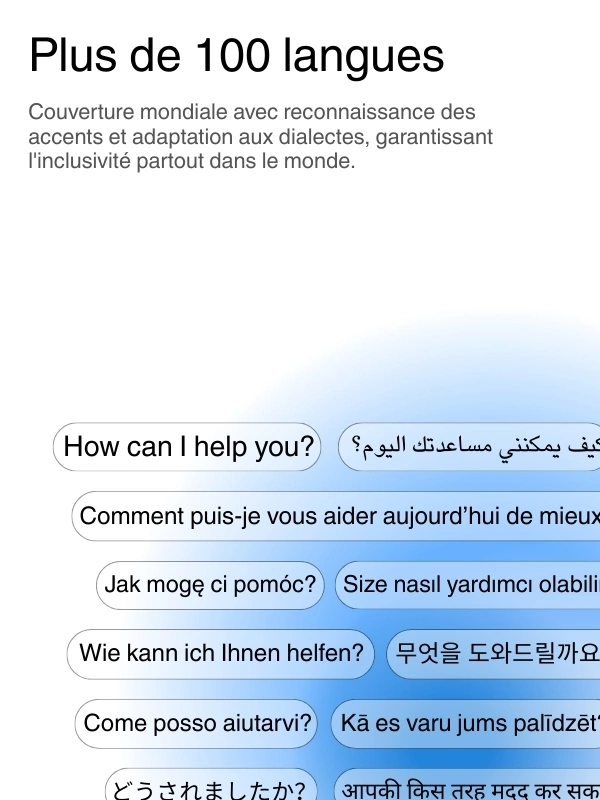 Global language support with 100+ languages for transcription