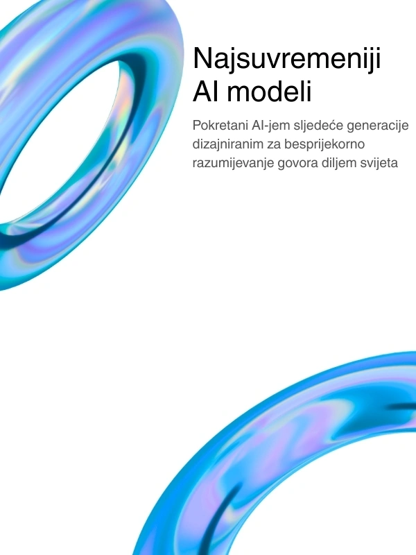 AI-powered transcription interface showing state-of-the-art accuracy