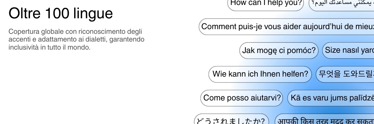 Global language support with 100+ languages for transcription