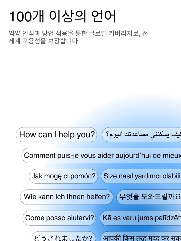 Global language support with 100+ languages for transcription