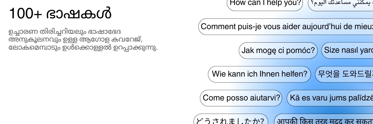 Global language support with 100+ languages for transcription