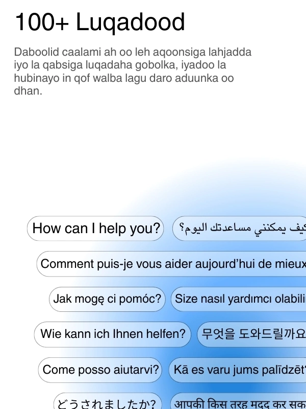 Global language support with 100+ languages for transcription