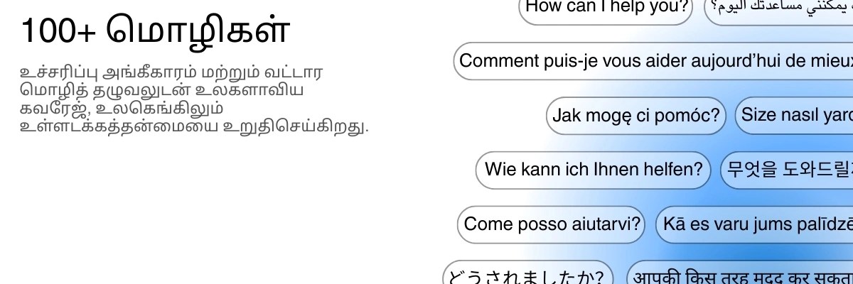 Global language support with 100+ languages for transcription