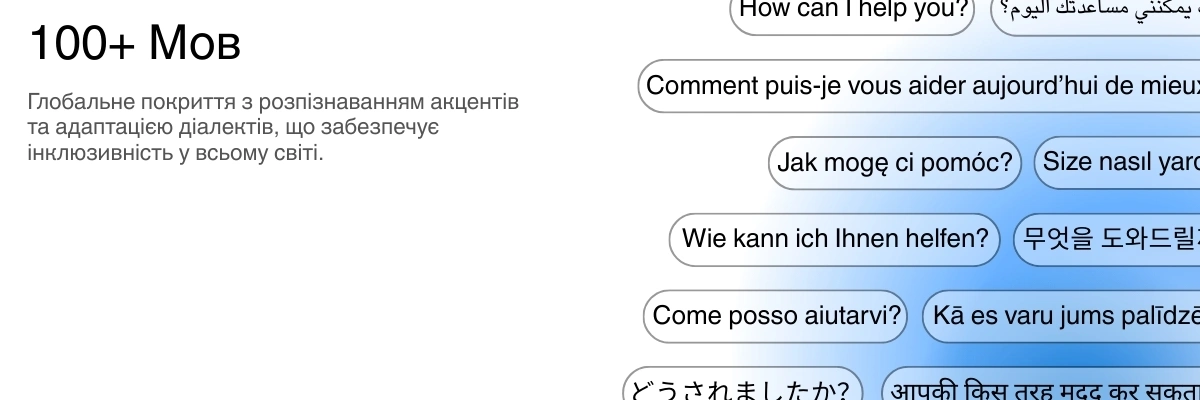 Global language support with 100+ languages for transcription