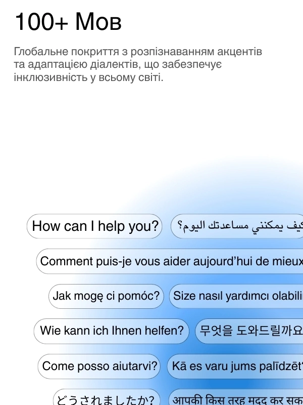 Global language support with 100+ languages for transcription