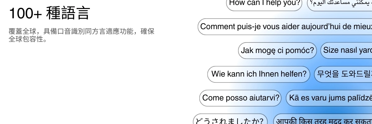 Global language support with 100+ languages for transcription