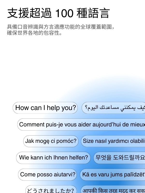 Global language support with 100+ languages for transcription