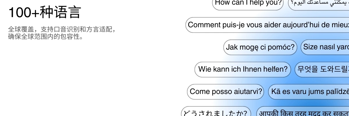 Global language support with 100+ languages for transcription